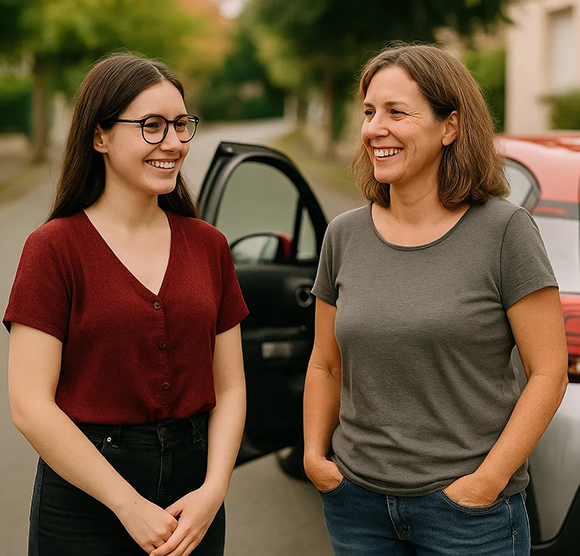 Une maman et sa fille en conduite accompagnée
